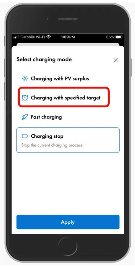 Charging with specified target