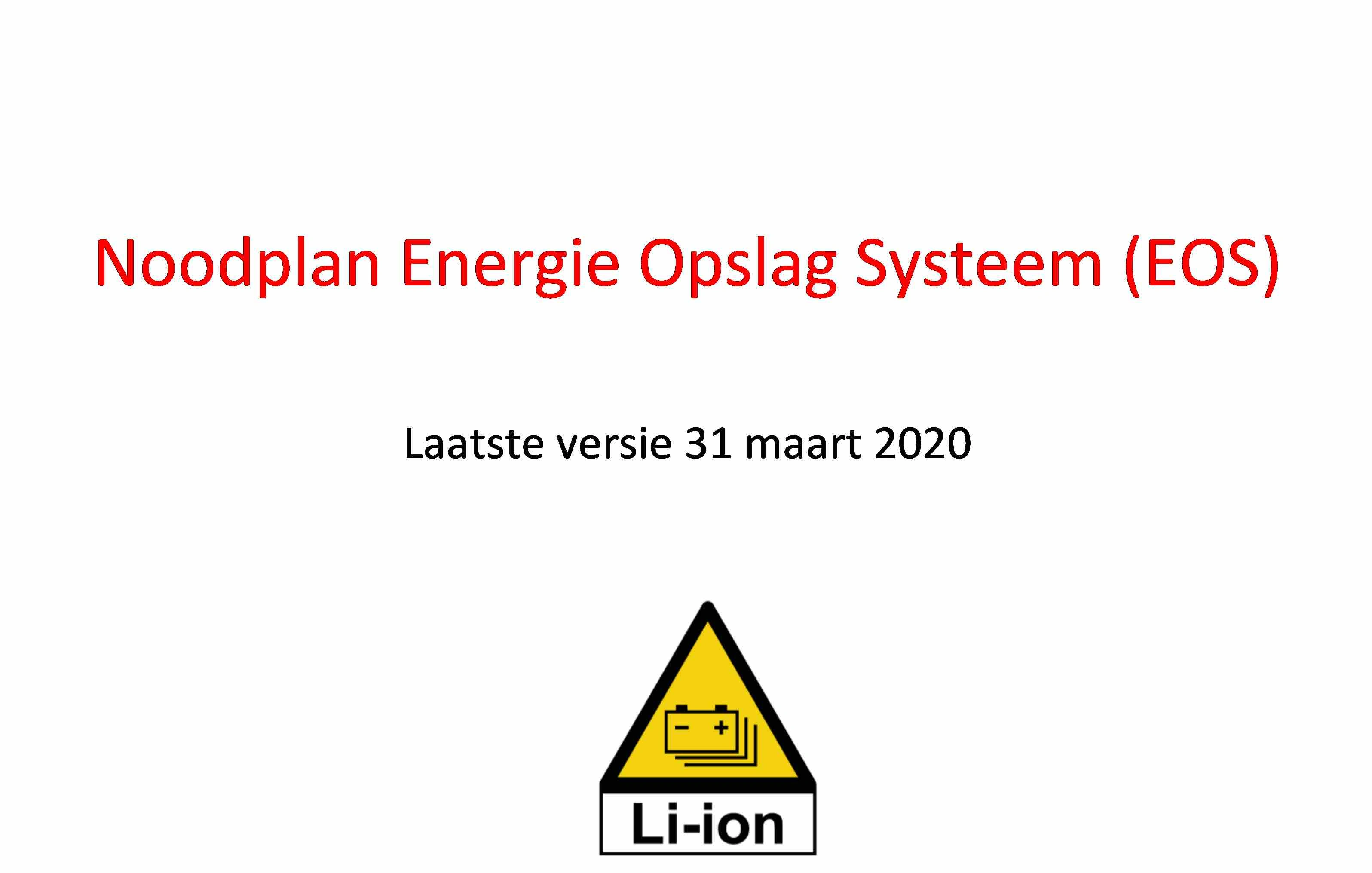 Voorblad van een noodplan voor batterijsystemen volgens PGS-37 (bron: PGS)