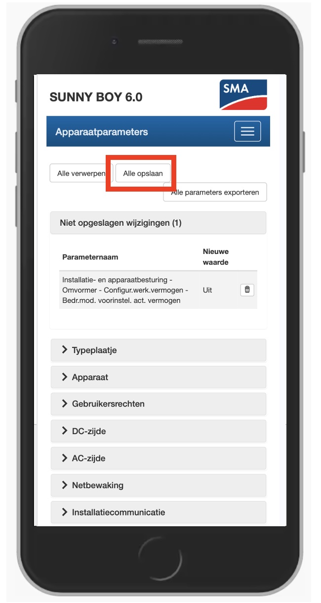 Klik op Alle opslaan