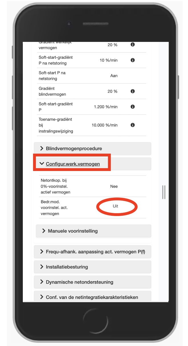 Klik op Configur.werk.vermogen