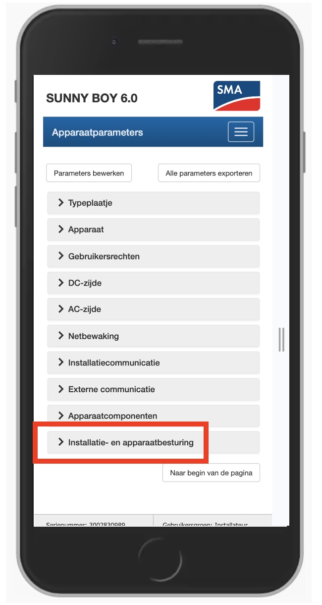 Klik op installatie- en apparaatbesturing