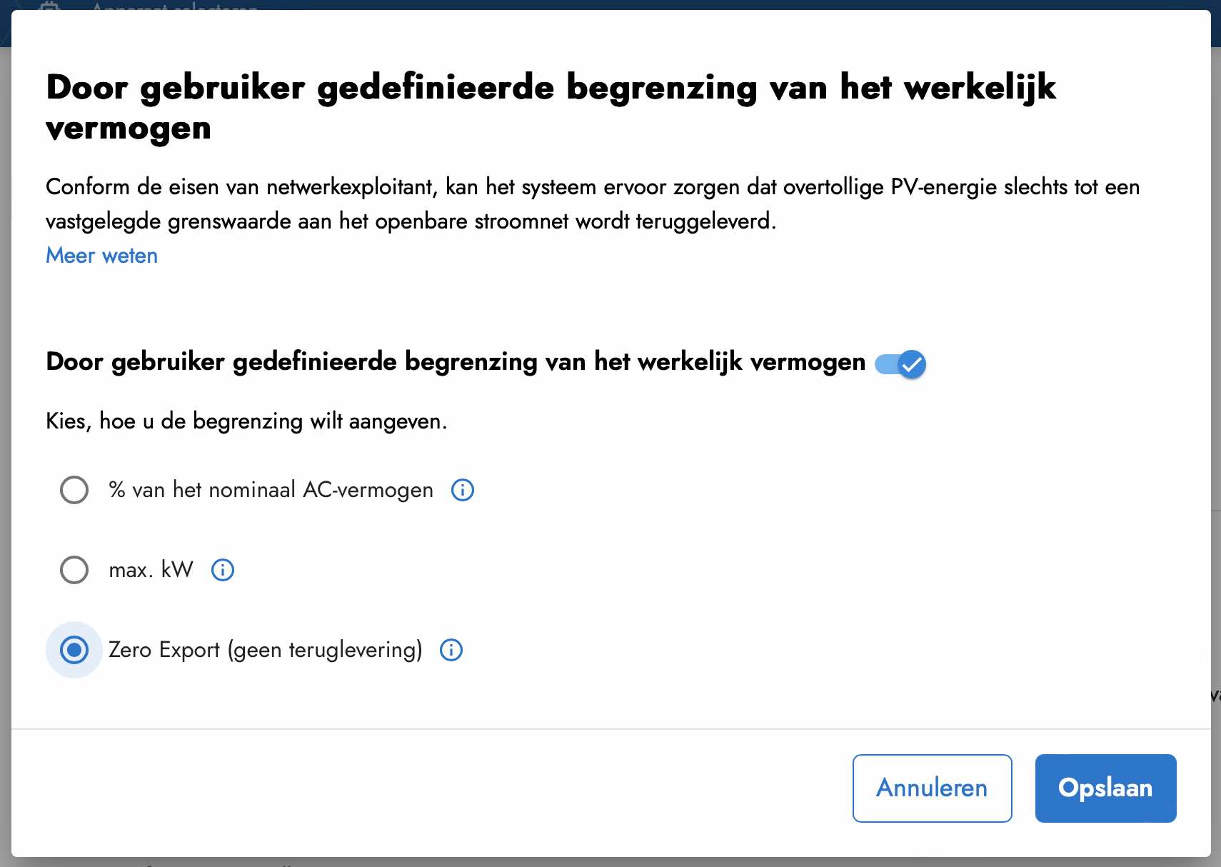 begrenzing actief vermogen ennexOS
